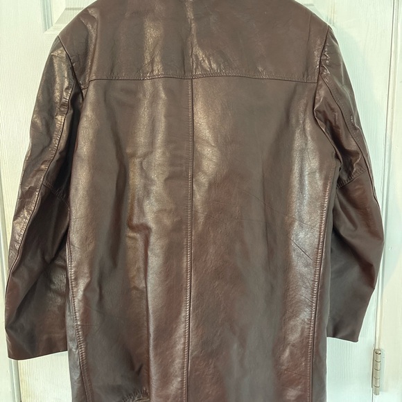 Vintage Excelle Brown Leather Coat Sherpa Lined Made USA Men’s 42 Large - Picture 6 of 7